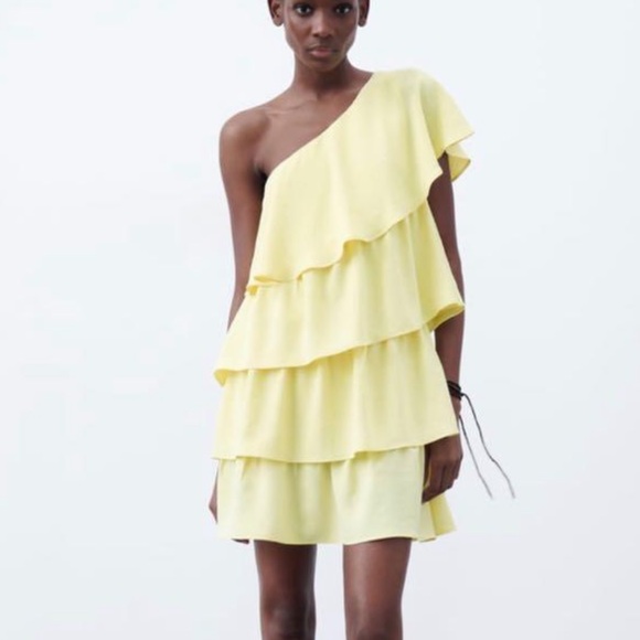 Zara Dresses & Skirts - Asymmetrical Dress with Frill
